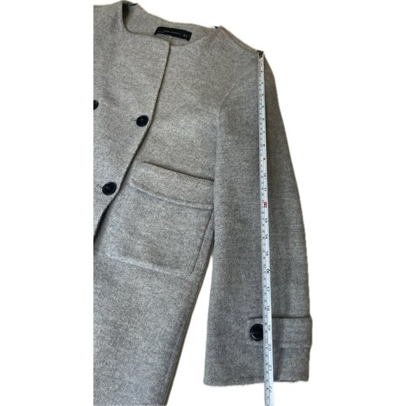 ZARA Double Breast Gray Hand Made Wool Blend Women Coat Size S - Picture 7 of 9